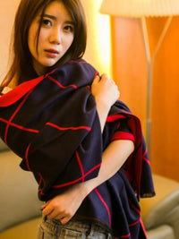 Women's Double-Sided Plaid Shawl Scarf, Thickened Warm Cape Blanket for Autumn/Winter Office Nap