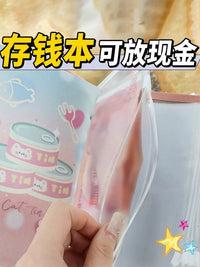 Japanese Style Cash Savings Binder with Zipper Pockets for Bills and Coins, A6 Budget Planner Organizer for Kids and Adults