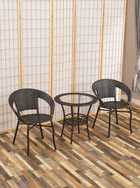 Rattan Chair Three-Piece Set Balcony Small Table and Chairs Simple Outdoor Courtyard Leisure Tea Table Waterproof