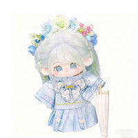 20cm Cotton Doll Hanfu Outfit "Blue Rhyme Dream" with Hairpin, Top, Cloud Shoulder, Apron, Shoes & Socks