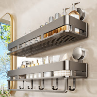 Suction Cup Bathroom Shelf Wall-Mounted No-Drill Storage Rack for Toilet Vanity