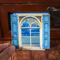 Hollowed-Out Window Frame Decorative Paper Cards for Scrapbooking and Journaling, Town Window Scene Background Cards