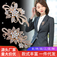 Elegant Rhinestone Brooch Pin for Women, Anti-Exposure Collar Pin, Versatile Fashion Accessory