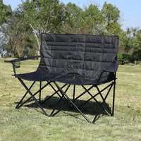Outdoor Portable Folding Double Beach Chair with Armrests, Aluminum Alloy Frame for Camping & Travel