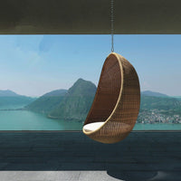 Outdoor Rattan Woven Bird's Nest Hanging Chair for Patio Balcony