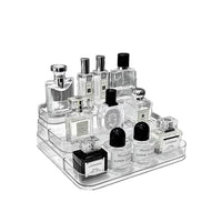 Acrylic 3-Tier Countertop Organizer with Guardrail for Perfume, Cosmetics, and Skincare