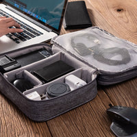Triple-Layer Portable Electronic Organizer Bag for Cables and Accessories