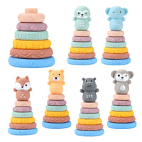 Kids' Early Education Stacking Rainbow Ring Bowling Soft Building Blocks Toy Set