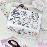 Cute Star Cat PU Magnetic Card Holder Box with Lid for Stationery Storage