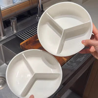 Ceramic Divided Steaming Plate for Rice Cooker, Kids' Food, and Home Use