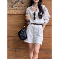 Women's High-Waisted Linen Blend Casual Loose Straight Shorts