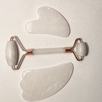 Natural White Jade Facial Roller and Gua Sha Set for Face and Eye Massage