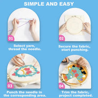 Beginner Punch Needle Embroidery Kit with Animal Patterns