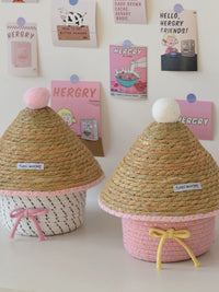 Creative Cotton Rope Woven Storage Basket with Lid for Tabletop Organization