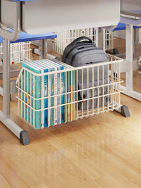 Under-Desk Storage Basket for Students, No-Drill Hanging Organizer for Books, Stationery, and Backpacks
