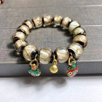 Aromatherapy Ash Glaze Bracelet with Gold Foil Beads and Colorful Glass Beads