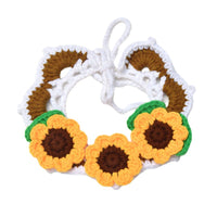 Hand-Knitted Pet Collar with Sunflower Bow for Cats and Small Dogs
