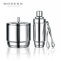 MODERN Light Luxury Double-Layer Ice Bucket Stainless Steel Insulated Ice Container for Cocktails and Spirits