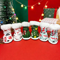 Pet Christmas Snow Boots with Fleece Lining - Non-slip Warm Outdoor Dog Shoes