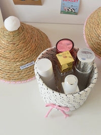 Creative Cotton Rope Woven Storage Basket with Lid for Tabletop Organization