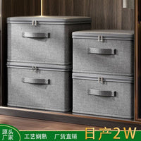 Collapsible Storage Box with Lid and Combination Lock, Fabric Organizer for Clothes and Toys