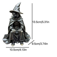 Gothic Raven Wizard Statue for Home & Garden Decor, Halloween Craft