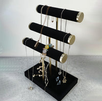 3-Tier Velvet Jewelry Display Stand for Bracelets and Necklaces