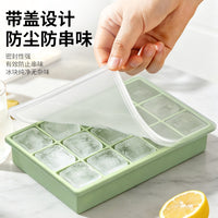 Large Silicone Ice Cube Tray with Lid for Homemade Ice Cubes, Food-Grade Square Ice Mold for Freezer