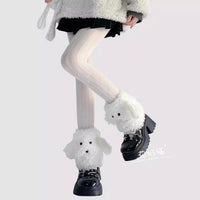 Cute Plush Lamb Wool Dog Ear Lolita Leg Warmers for Women