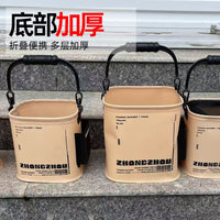 Portable Collapsible Fishing Bucket Live Fish Container with Rope for Outdoor Angling