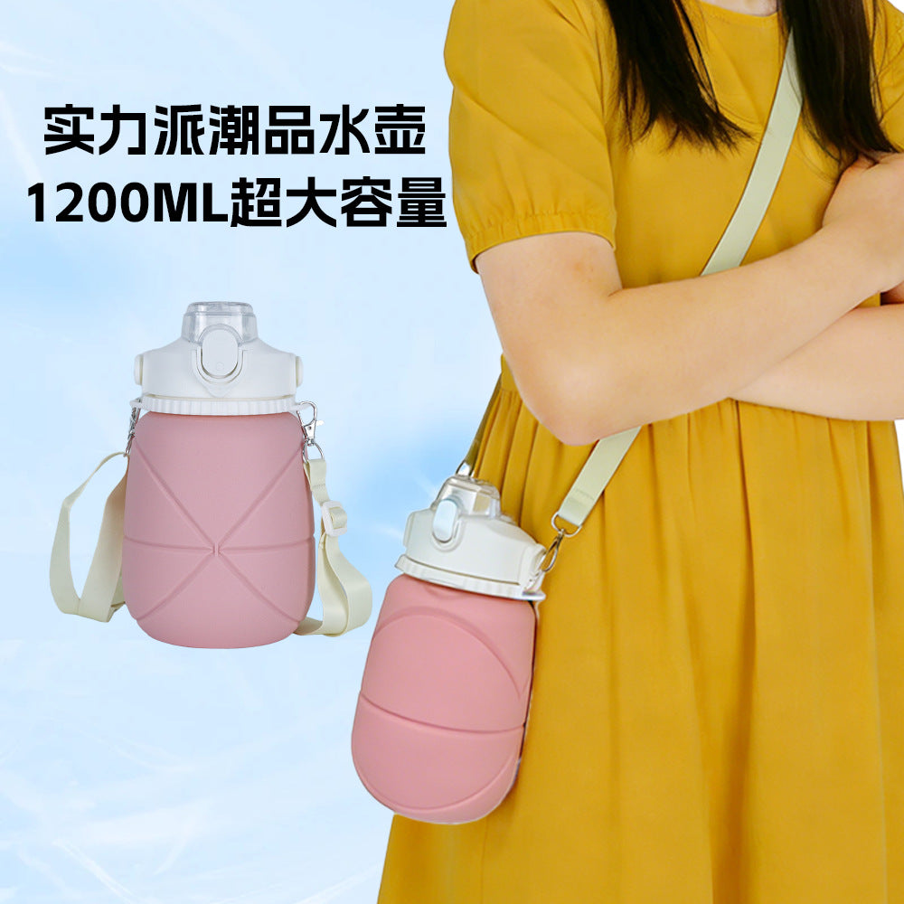 Portable Collapsible Silicone Water Bottle 1200ml for Sports & Fitness
