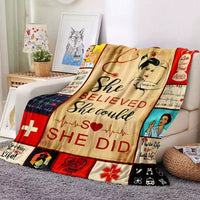 Vintage Oil Painting Print Flannel Blanket for Home, Nap, and Shawl - Thickened & Customizable