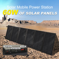 60W Portable Foldable Solar Panel Charger for Outdoor Camping and Mobile Power