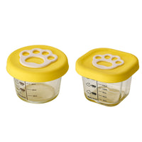 Square Bear Silicone Baby Food Bowl with Glass Lid - Portable Storage Container for Toddlers