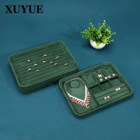 Velvet Jewelry Display Tray with Lid for Necklaces, Rings, Bracelets, and Earrings