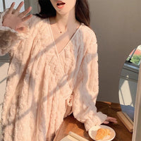 Women's Coral Fleece Robe Winter Warm Thickened Flannel Loungewear