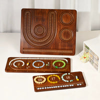 Beading Design Board with Scale for DIY Necklaces and Bracelets, Walnut/Bamboo Wood Finish
