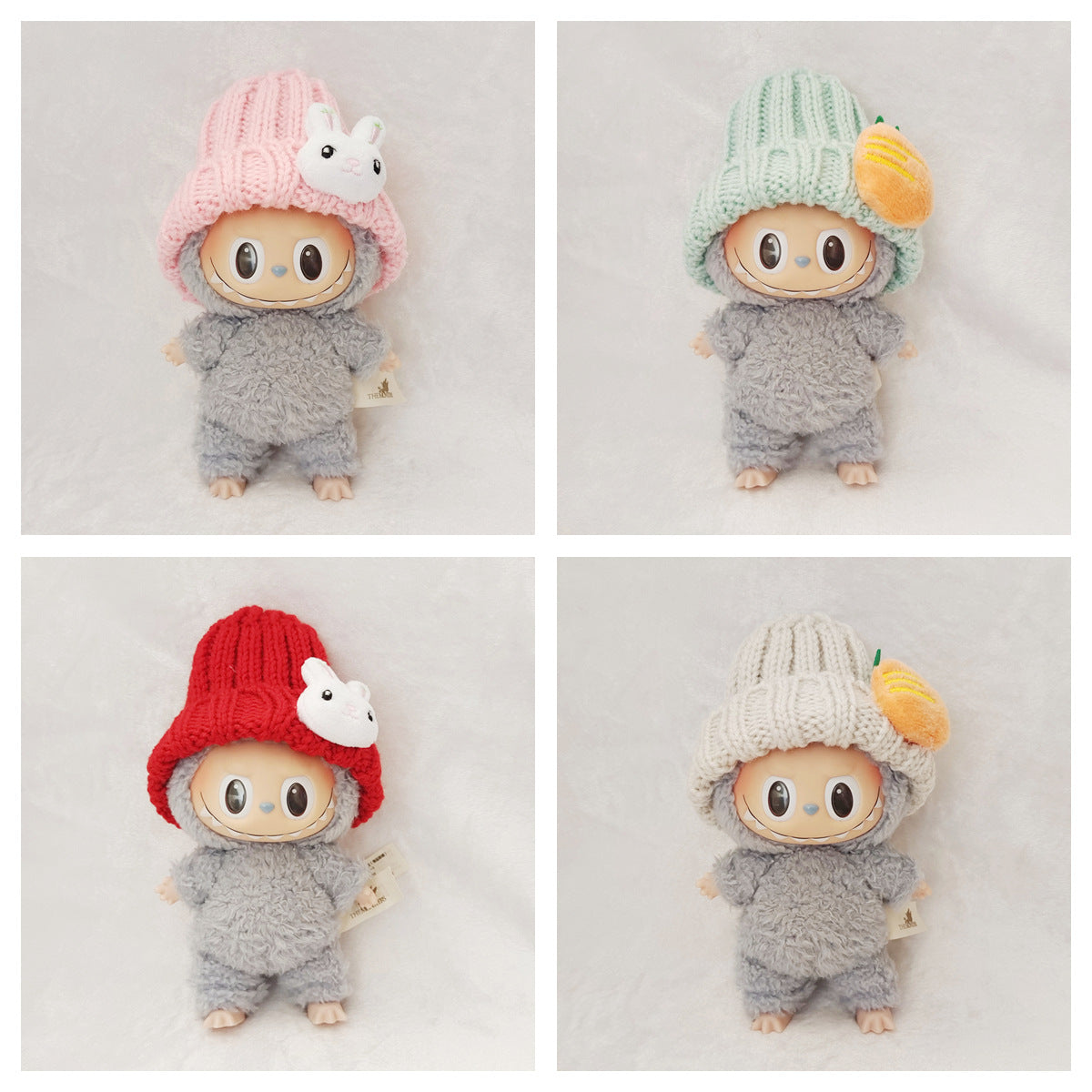 Knitted Hat and Scarf Set for 15cm Labubu and Cotton Dolls