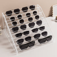 Acrylic Multi-Layer Sunglasses Display Stand, Transparent Tiered Eyewear Organizer for Retail