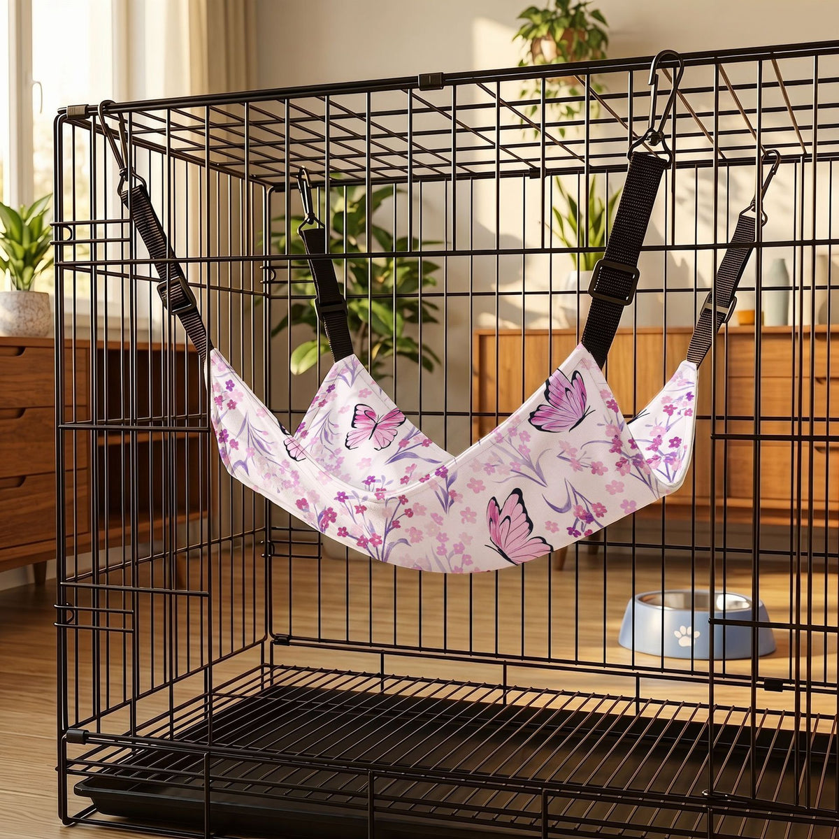 Adjustable Canvas Mesh Cat Hammock Bed for Small Pets