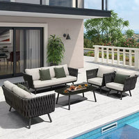 Outdoor Patio Wicker Sofa Set for Balcony Villa Garden Furniture - Single and Double Seater Rattan Combination