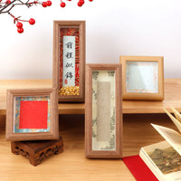 Mini Hollow Photo Frame with Song Brocade Hard Card Xuan Paper for DIY Calligraphy Art Decor