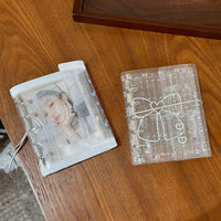 Glitter Bowknot Transparent M5 Binder Photo Album Diary Journal Card Holder