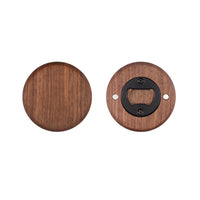 Engraved Black Walnut Wood Round Bottle Opener with Magnetic Back - Multi-functional Refrigerator Magnet Decor