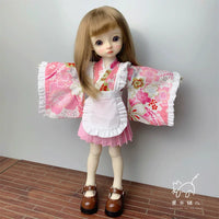 Handmade BJD Kimono Maid Dress Set for 1/6, 1/4 Scale Dolls