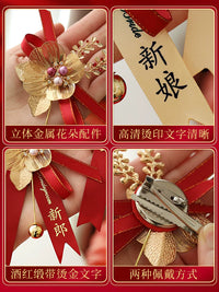 Wedding Corsage Set for Groom, Bride, and Parents - Red Floral Boutonniere Pins