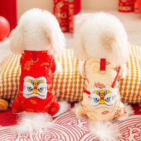 Pet Chinese New Year Tang Suit - Warm Four-Legged Cotton Coat for Dogs and Cats