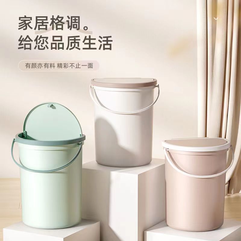 Wall-Mounted Trash Can with Lid for Kitchen and Bathroom, Punch-Free Hanging Waste Bin