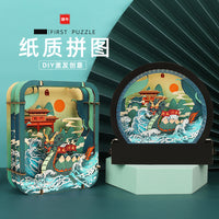 Chinese Style DIY 3D Puzzle Dragon Boat Paper Sculpture Ornament for Kids