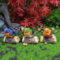 Miniature Simulation Bird Figurine with Nest, Resin Craft Animal Ornament for Garden & Home Decor